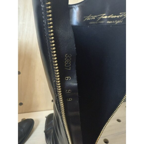Pertti Palmroth Black Leather Tall Riding Boots Made in Finland Back Zipper 9 - Picture 10 of 12